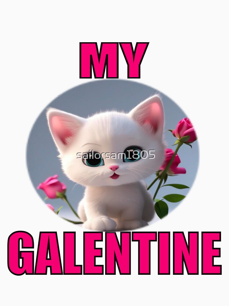 Roses and Soft Super Cute white kitten on Galentines day and Galentines party, gift idea for Galentines day by sailorsam1805