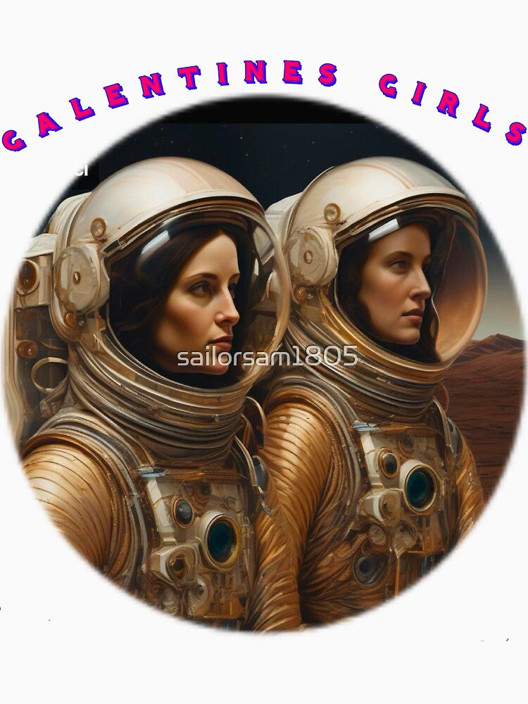2 happy Spacewomen galentines girls thinking of galentines day gifts and exchanging galentines days wishes by sailorsam1805