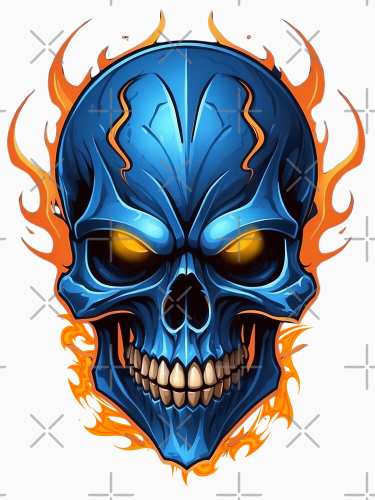 Blue Skull with Flames by OurGirlGertie