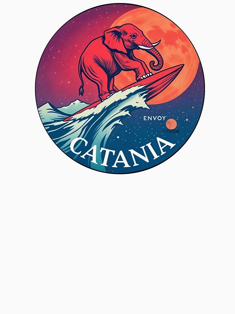 Elephant Surfing Under the Moon - Catania Sicily Streetwear Art by T-Vergent
