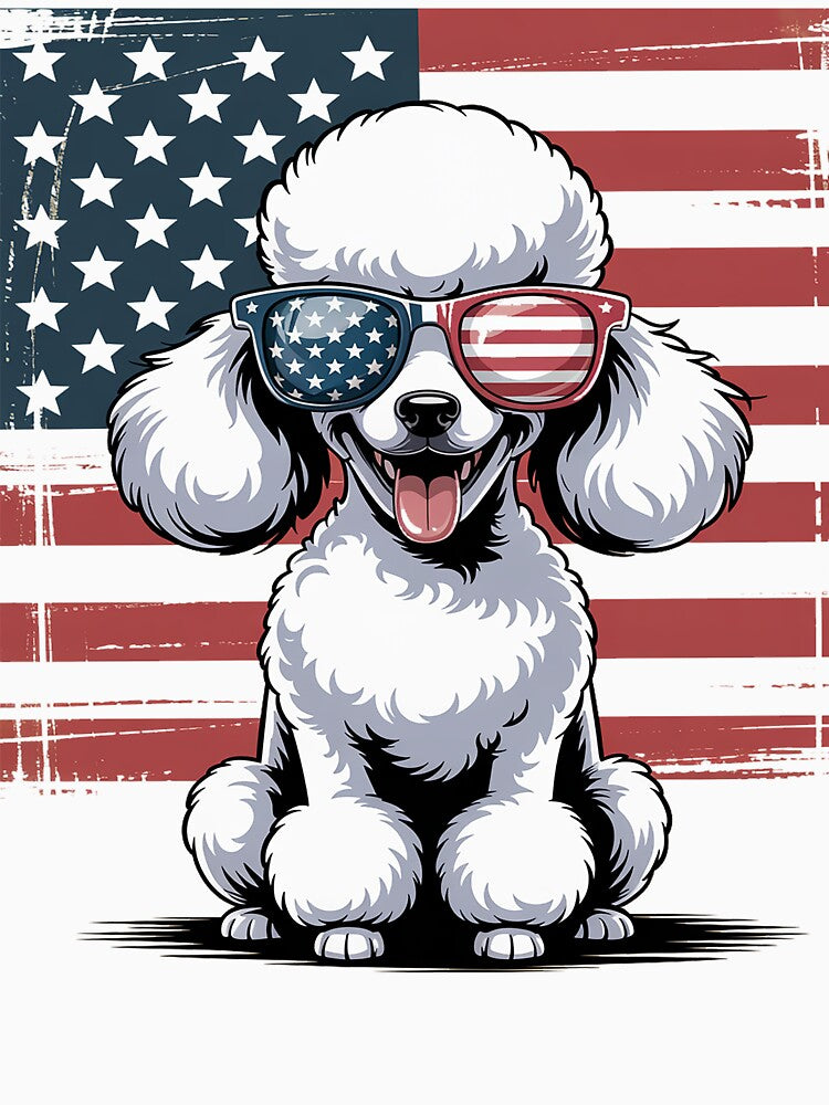 Patriotic Standard Poodle Dog Lover USA Flag 4th Of July by petrichorsworld