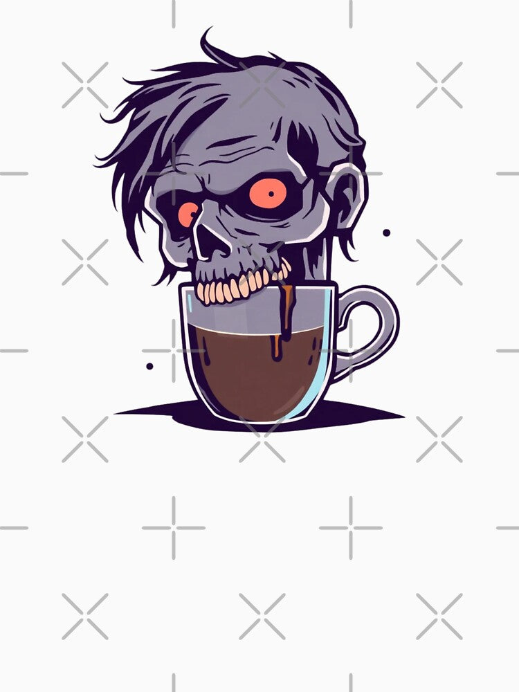 Zombie Coffee Unique T-Shirt Art by AuraMotivate