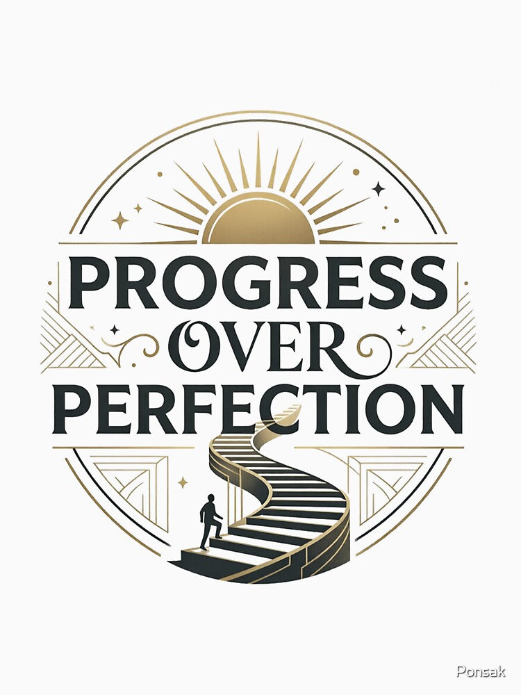 Premium Progress Over Perfection Luxury Typography Motivational T-Shirt Design by Ponsak