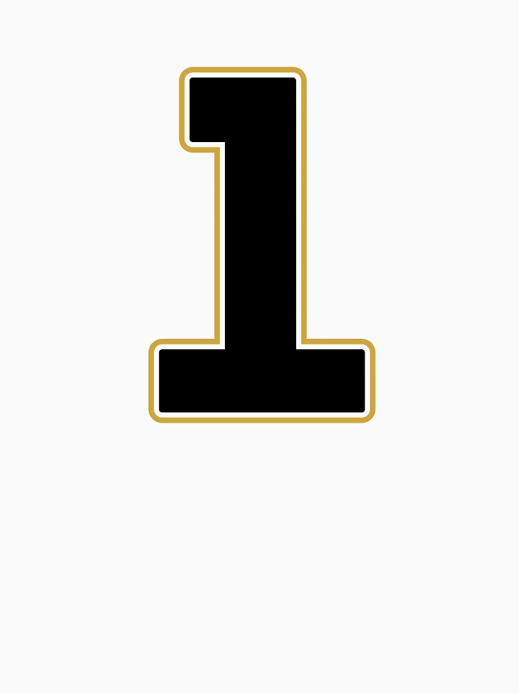 Jersey Number 1 / Player Shirt Number One (Black with Gold Outline) by STUDIO-72