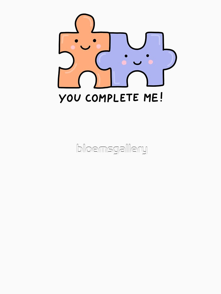 'you complete me' puzzle piece illustration by bloemsgallery