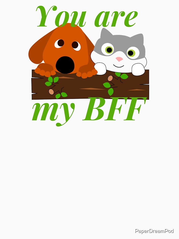 Cats and dogs are best friends BFF by PaperDreamPod