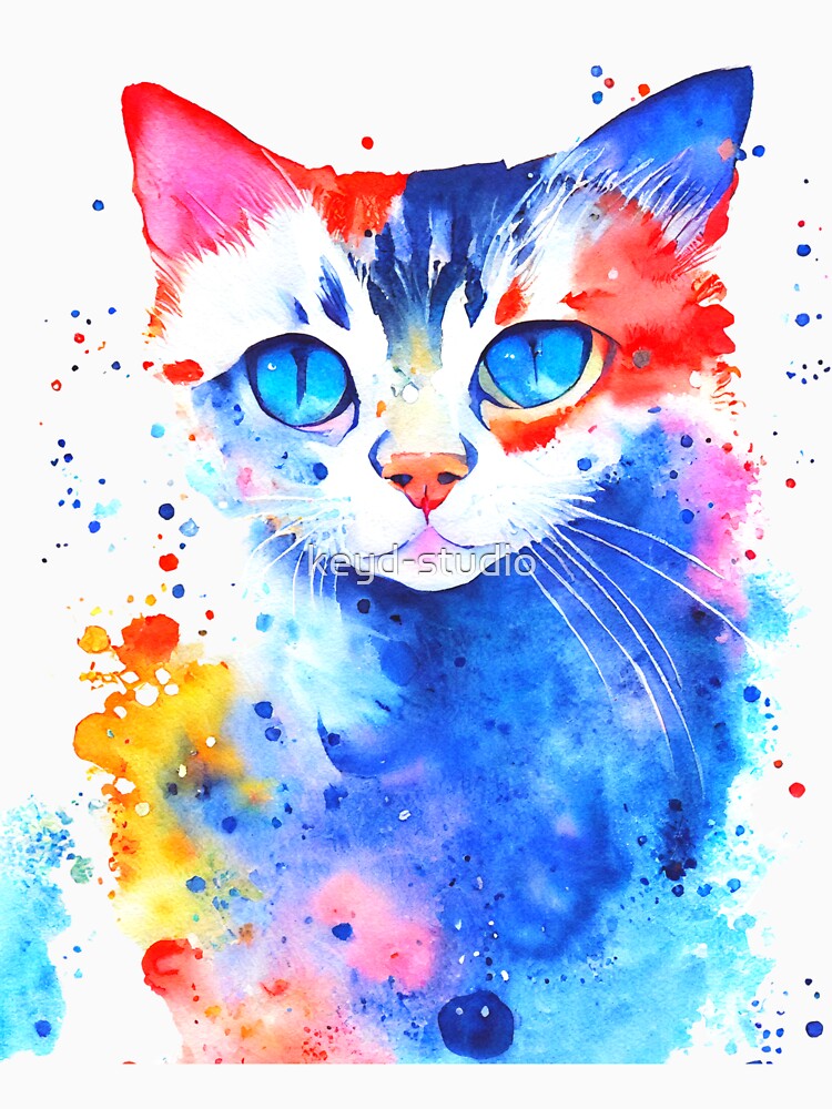 colorful cat water color art by keyd-studio