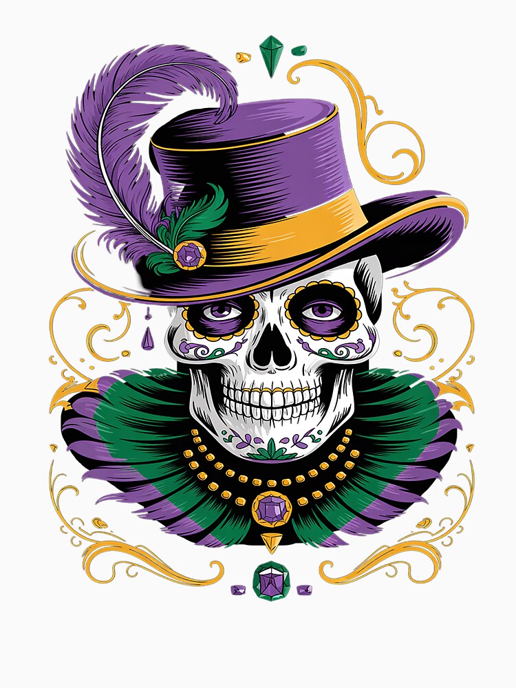 Mardi Gras Sugar Skull Carnival New Orleans Men Women Gifts by GaryBellcvbnb
