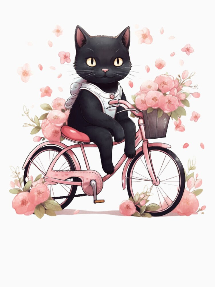 Cat With Bicycle, Casual Tee, Unisex Clothing by Terry-Salsa