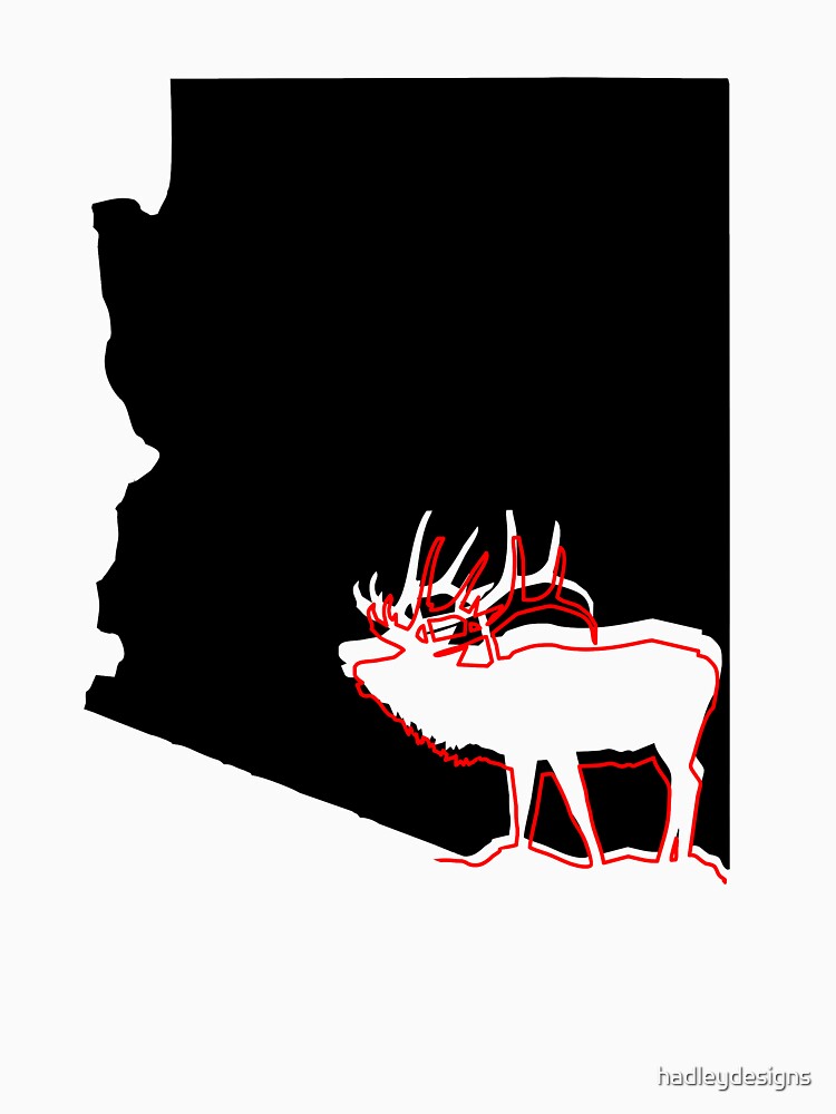 image of Arizona state with outline of Elk inside black by hadleydesigns