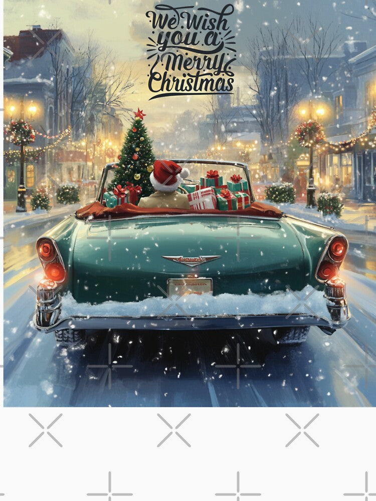 Festive Santa Claus in a Classic Retro Car by The Art of Kkatarynka