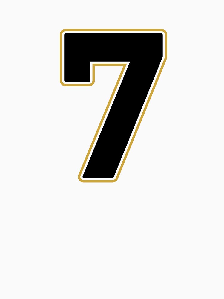 Jersey Number 7 / Player Shirt Number Seven (Black with Gold Outline) by STUDIO-72