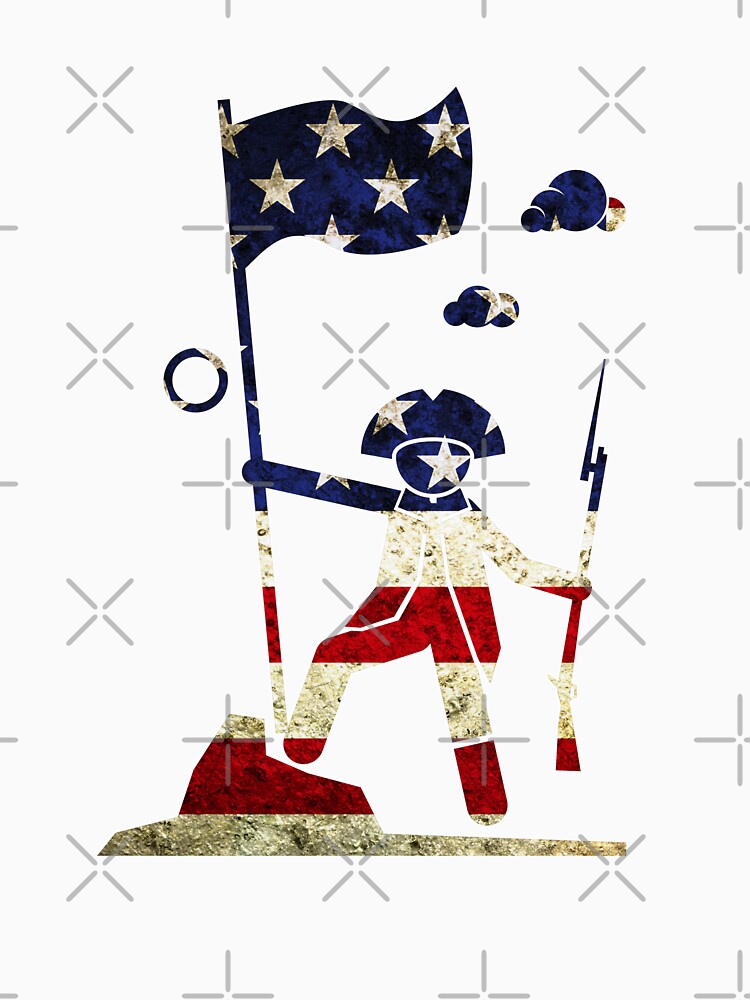 Vntage American Soldier Raising American Flag by Stickman--