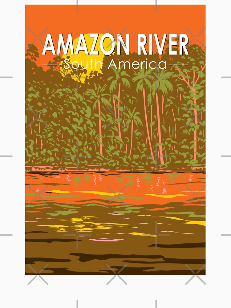 Amazon River Sunset South America Travel Art Vintage by KrisSidDesigns