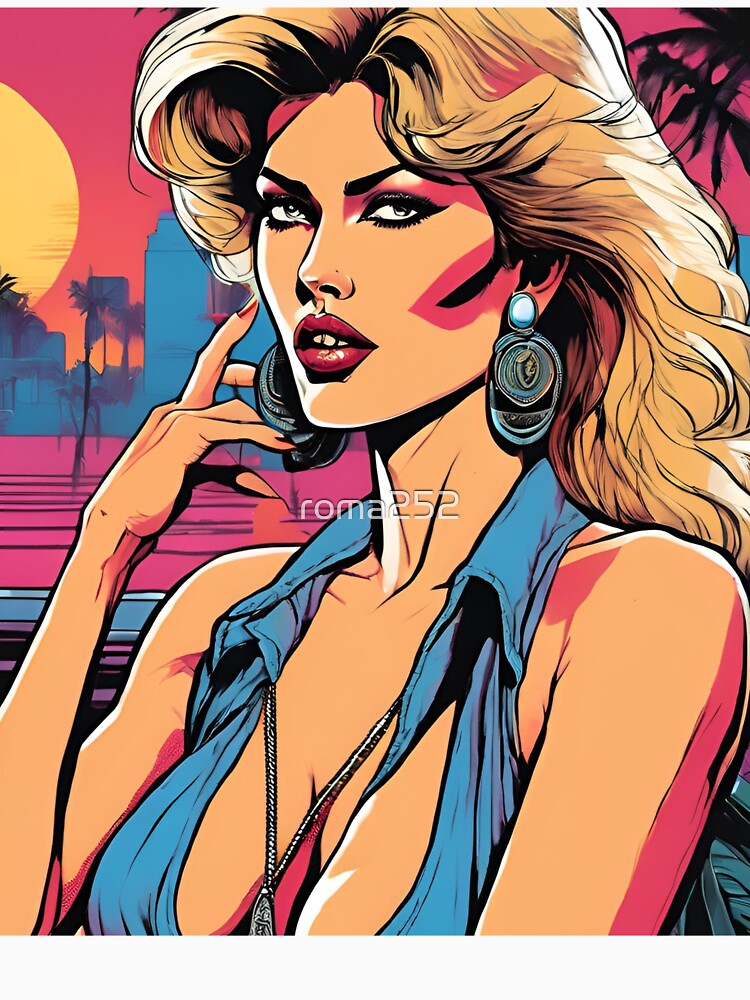 Vintage 80s Logo: Blonde girl on the cover with a unique and nostalgic style. by roma252