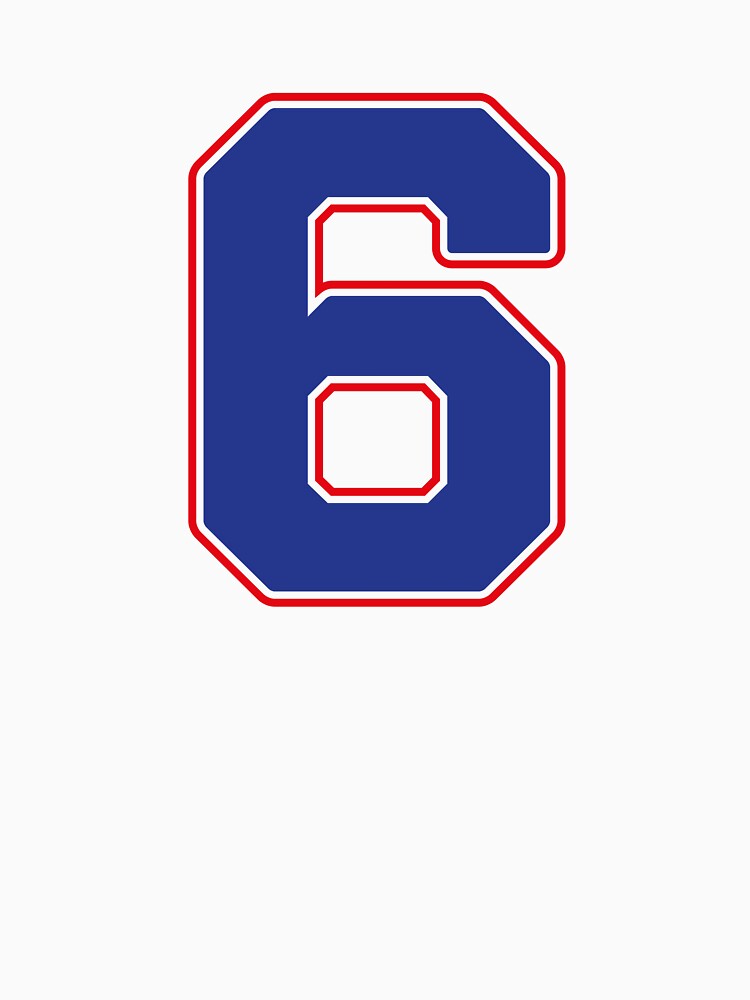Jersey Number 6 / Player Shirt Number Six (Blue with Red Outline) by STUDIO-72