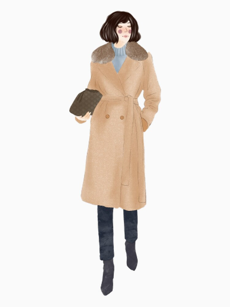 Working Girl Elegant Winter Trench Coat Art by theleftyworks