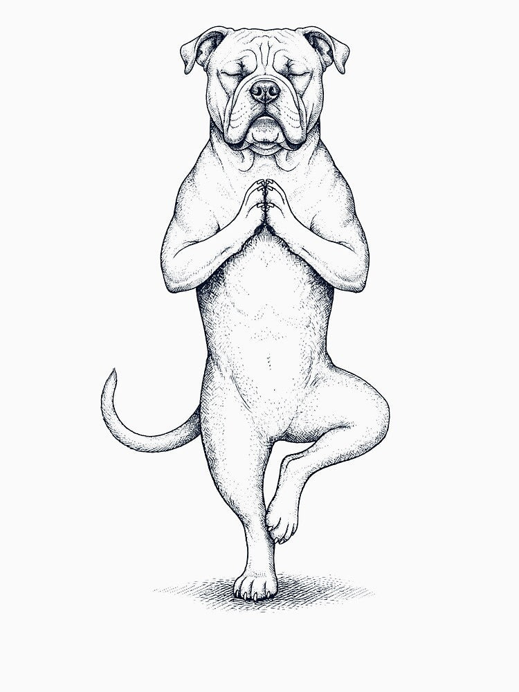 Vintage American Bulldog Yoga Tree Pose Dog Mom Lover by TerryConnells