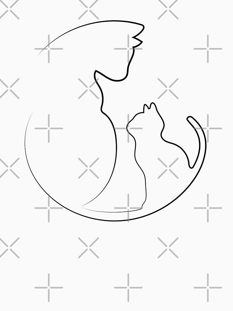Cat Mom With Kitten | One Line Artist | Minimal Art | One Line Art | Minimalist by One-Line-Artist