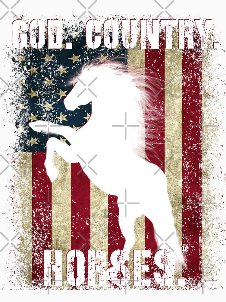 God Country and  Horses, American Flag Horse Lover Design, Patriotic Equestrian Design by LifeCrush
