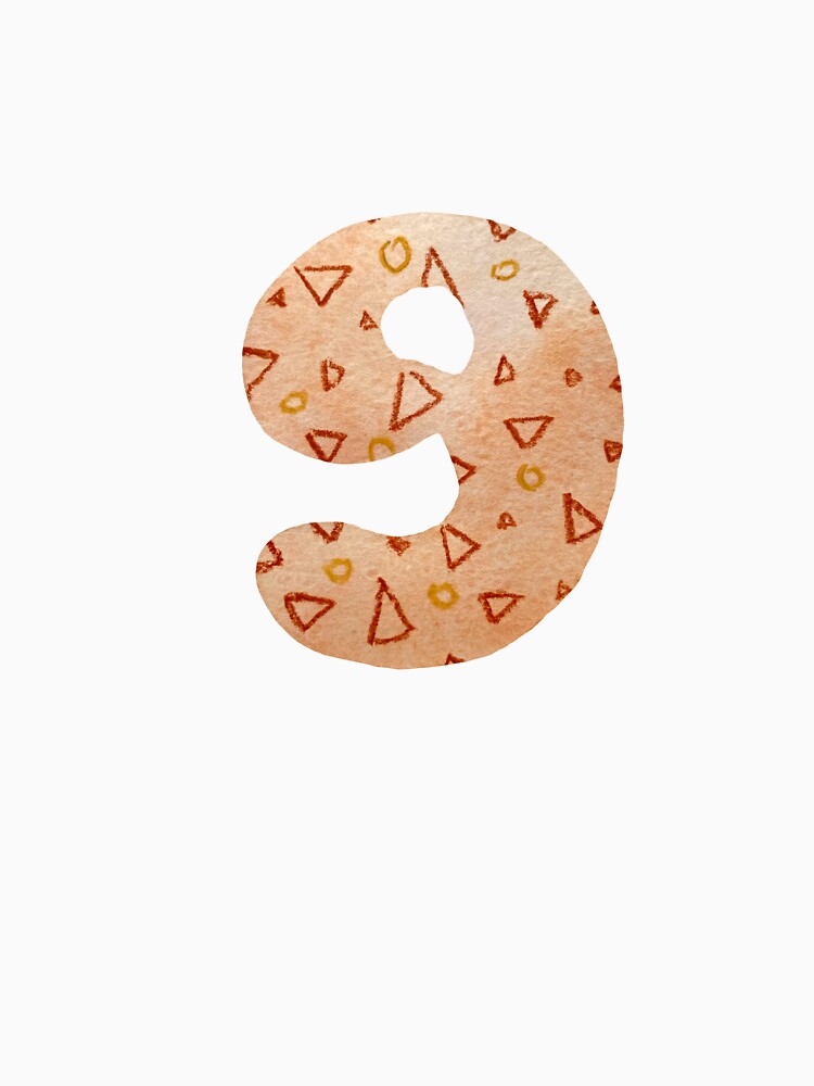 Number nine textured peach a watercolor sketch by Yana Mustafina | Boho Soulful Designs