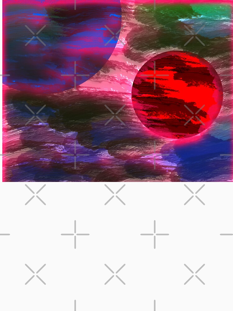 Blue and Red Neon Planets by headtrackerart