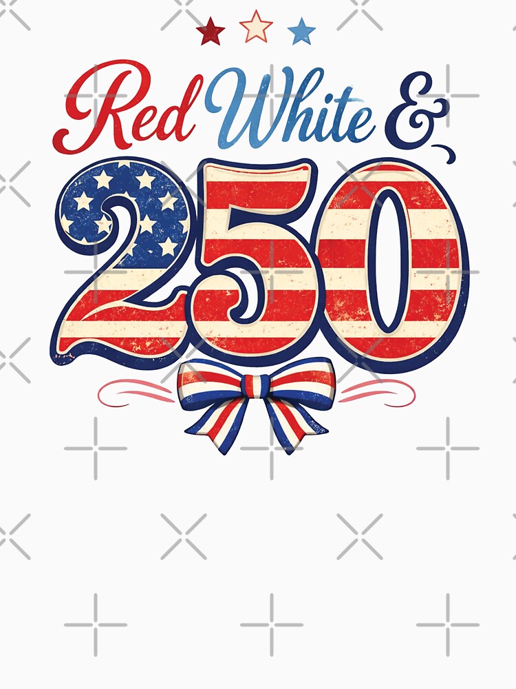Red White & 250 Anniversary, Patriotic Coquette Bow, America 1776-2026 Freedom, Independence Day, Retro USA by D4nnyBoiArt