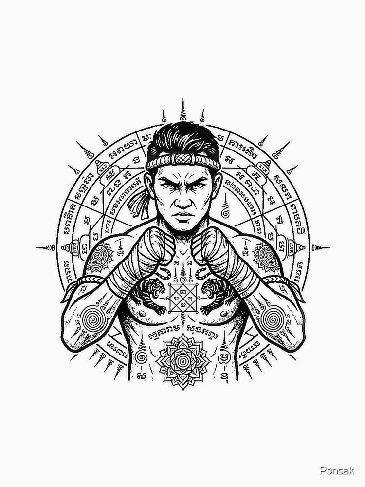 Vintage Sak Yant Muay Thai Hero – Tiger Fist Graphic by Ponsak