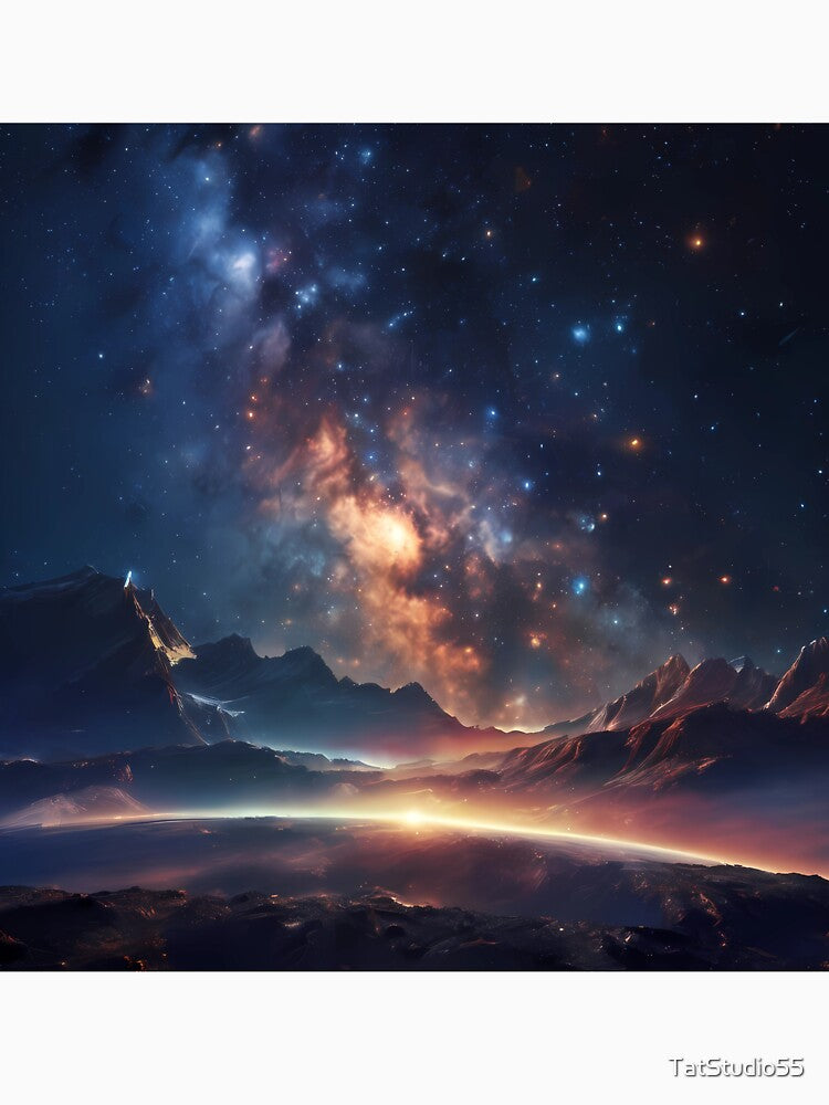 A starry sky view from the mountains in universe by TatStudio55