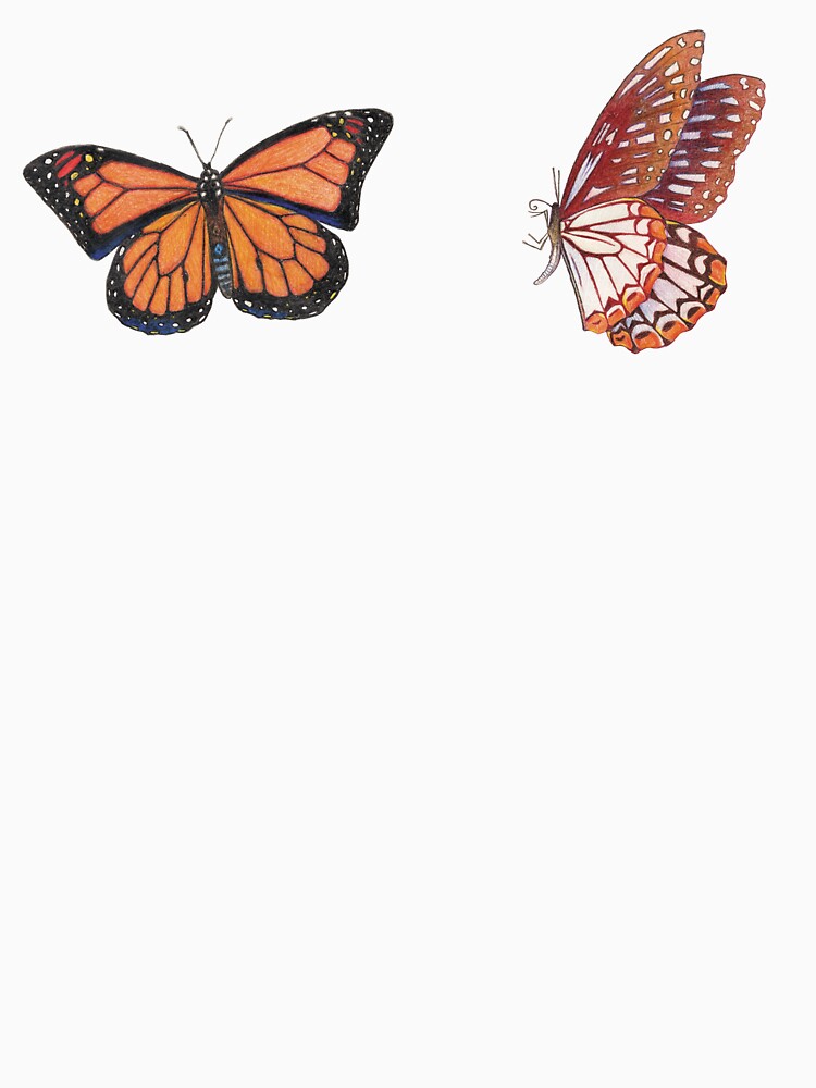 Orange Butterfly Duo T-Shirt by LushLinesStudio