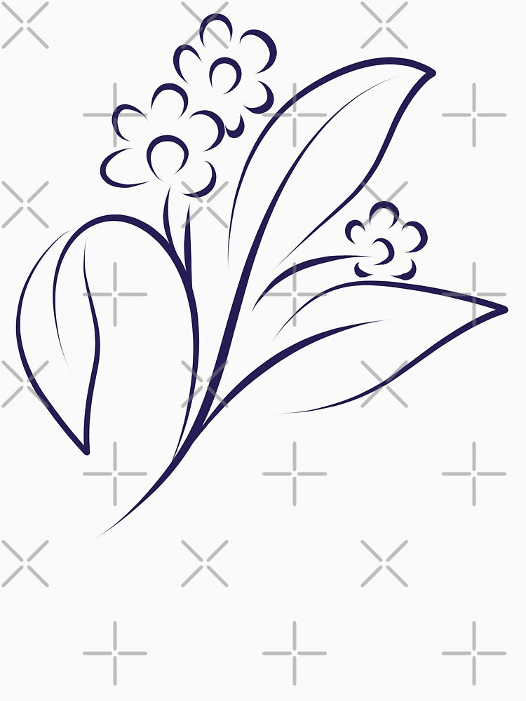 Flower branch line art, hand-painted by KaitoArtDesigns
