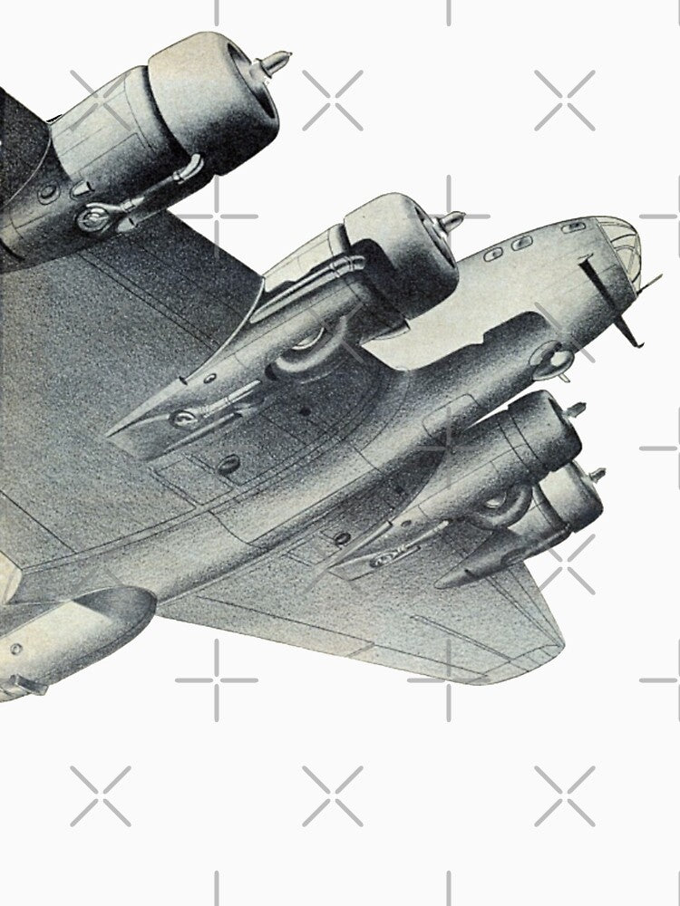 Vintage Flying Fortress Bomber Half A Plane Illustration by TrulyEpoque