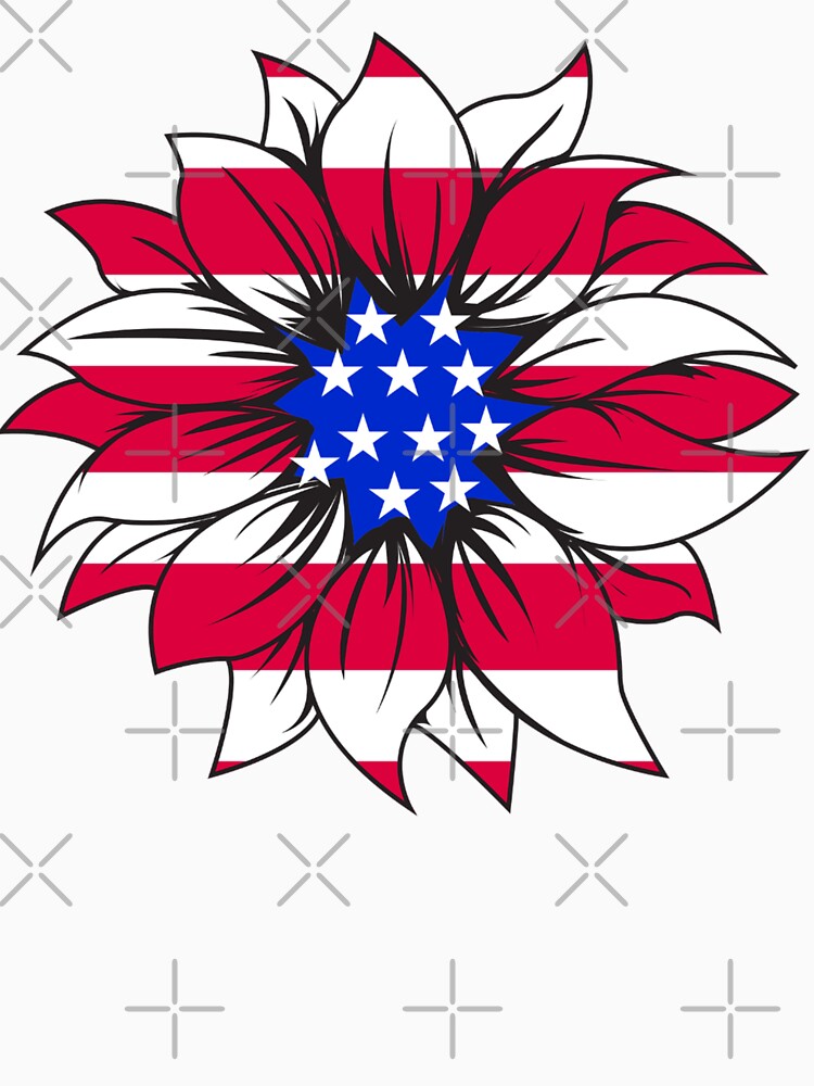 American flag overlay flower graphic design print by dcrc