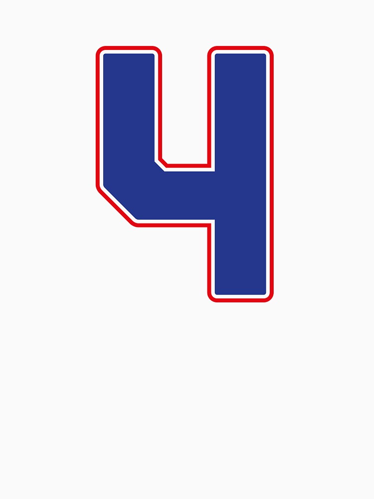 Jersey Number 4 / Player Shirt Number Four (Blue with Red Outline) by STUDIO-72