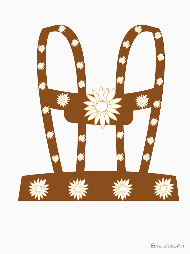 Lederhosen Costume with whit daisy flowers– Bavarian Shirt Look by EmeraldeaArt