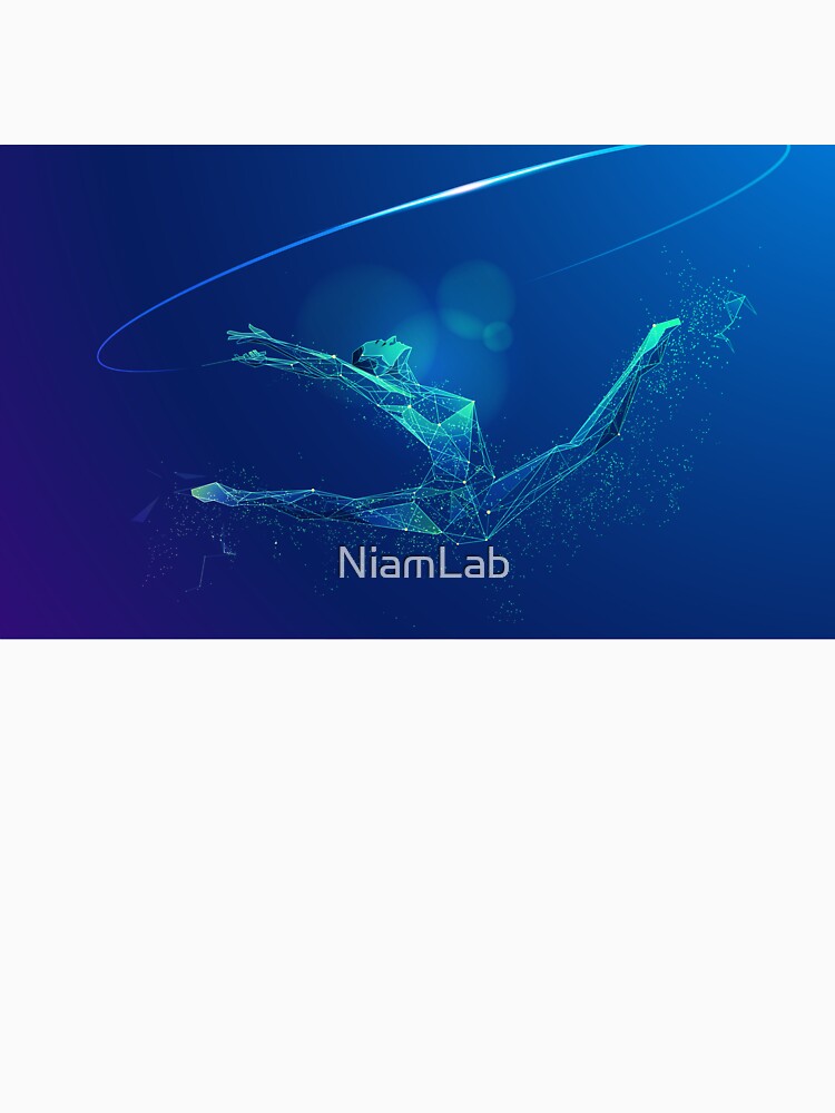 graphic of low poly wireframe ballerina performing rhythmic gymnastics by NiamLab