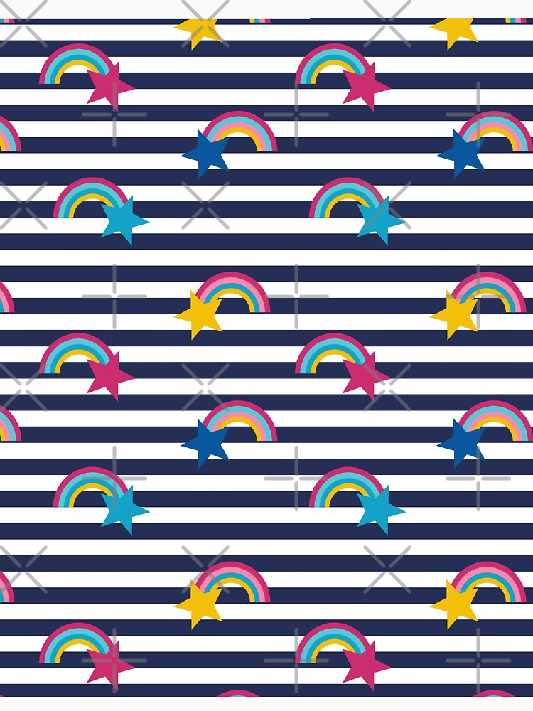 Blue Stripes with rainbow and stars by EK EXCLUSIVE