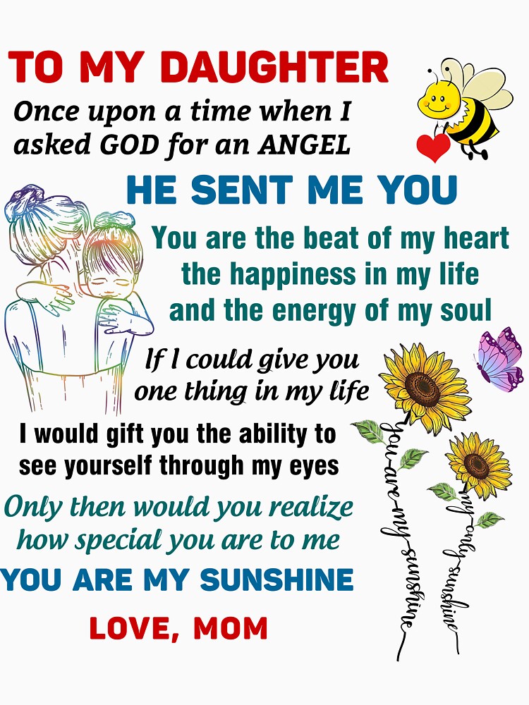 To My Daughter gift from Mom, Gift Mug For Daughter, You are my angel, my little girl, you are my sunshine by IonelHm