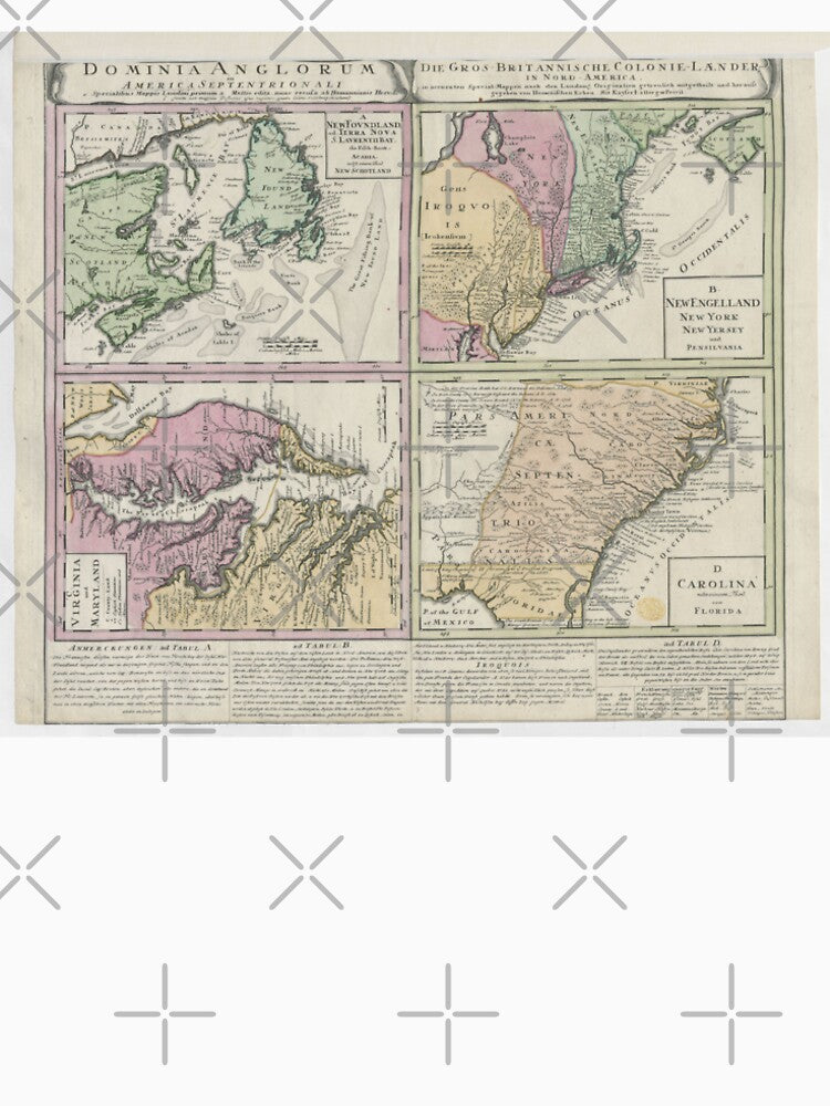 Antique Map 1737 Colonies in America "DOMINIA ANGLORUM in AMERICA SEPTENTRIONALI" by Jeditwins