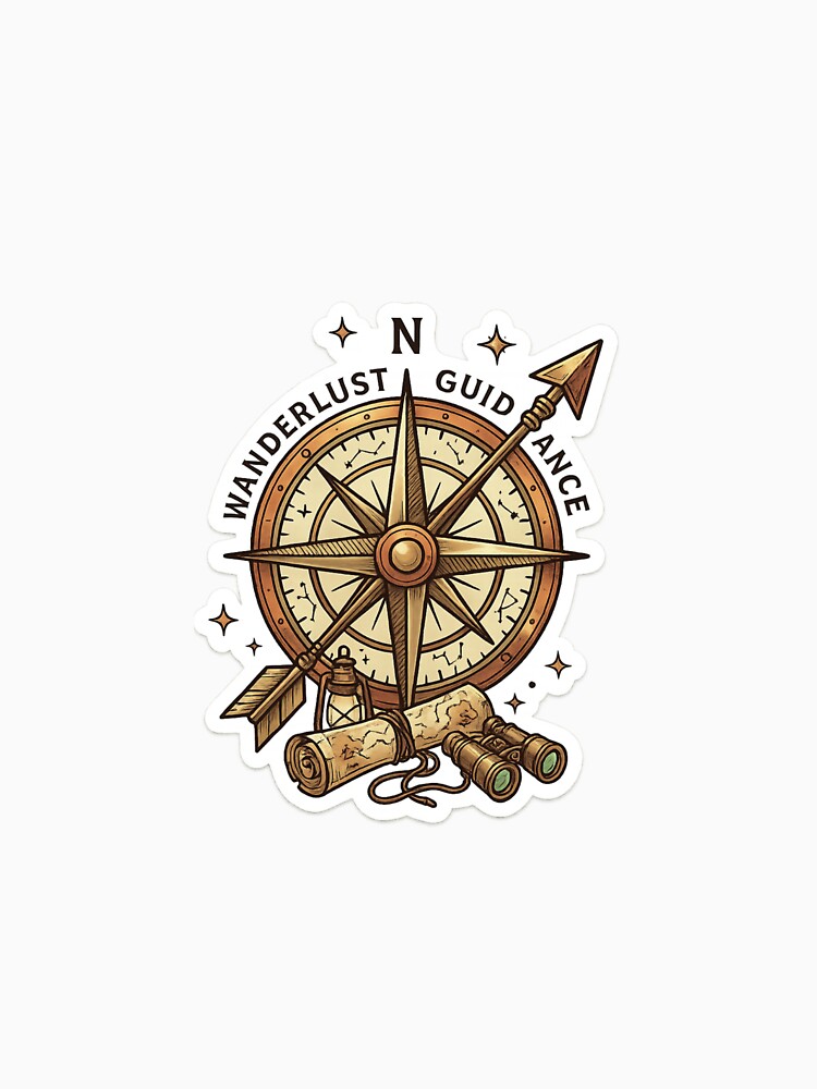 Wanderlust Guidance Vintage Compass Sticker PNG | Adventure Travel Design by arifali786