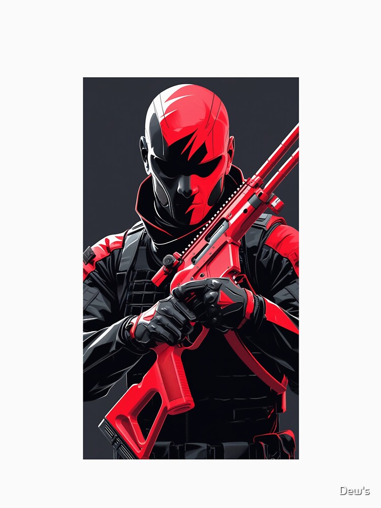 Red Black Commando Sniper Graphic T-Shirt by Dew's