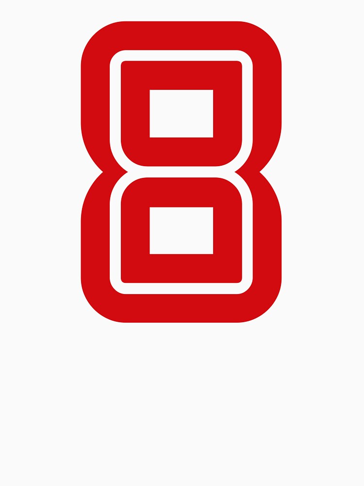No. 8 / Player Number Eight / Football Player Number 8 (Red on Black) by STUDIO-72
