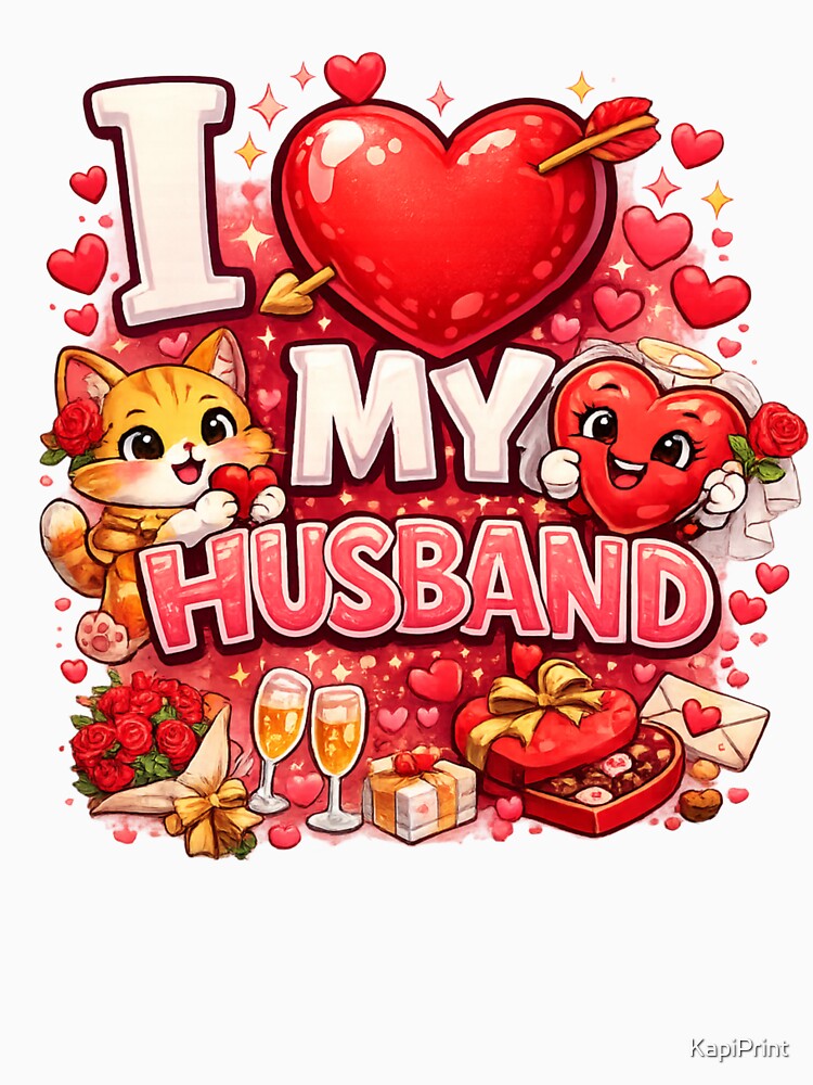 I Love My Husband Valentine Shirt Gift from Wife by KapiPrint