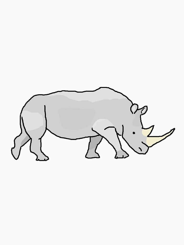 White Rhino Cartoon Animal by RevolutionInPaint