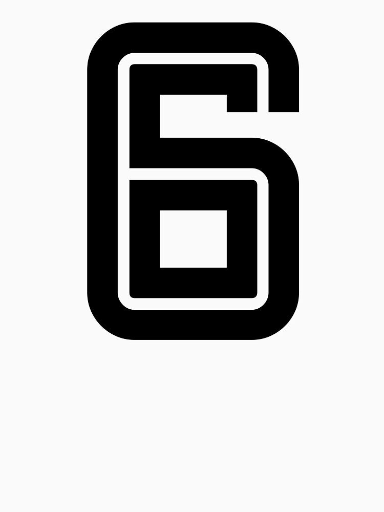 No. 6 / Player Number Six / Football Player Number 6 (Black) by STUDIO-72