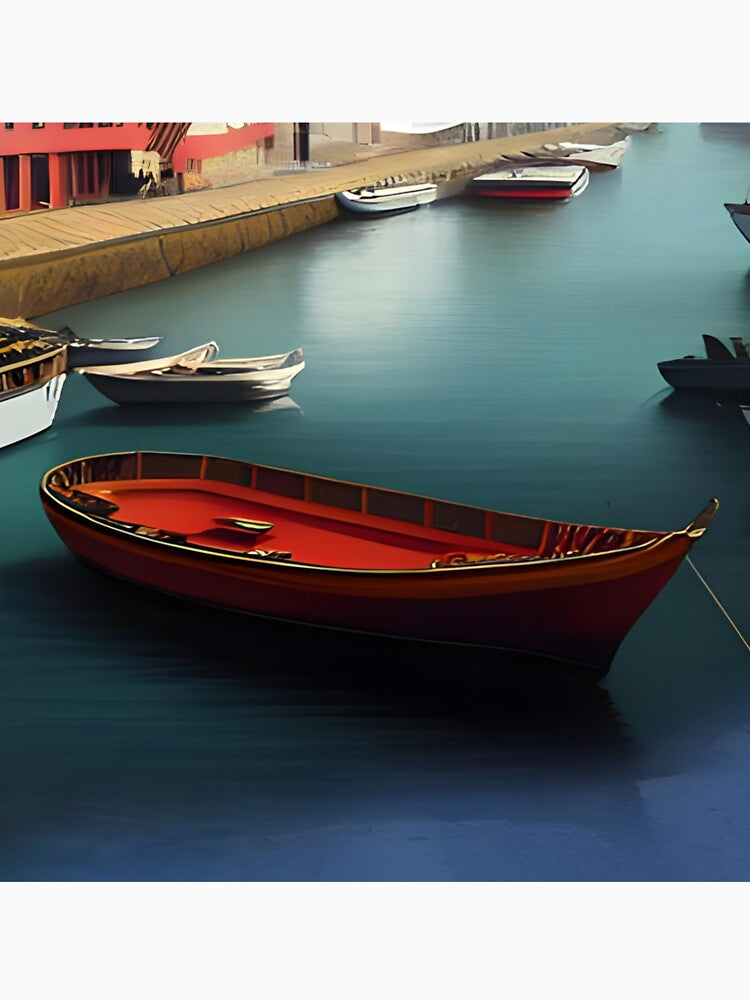 Calm Confidence: Red Gondola on Green Canal by masabo