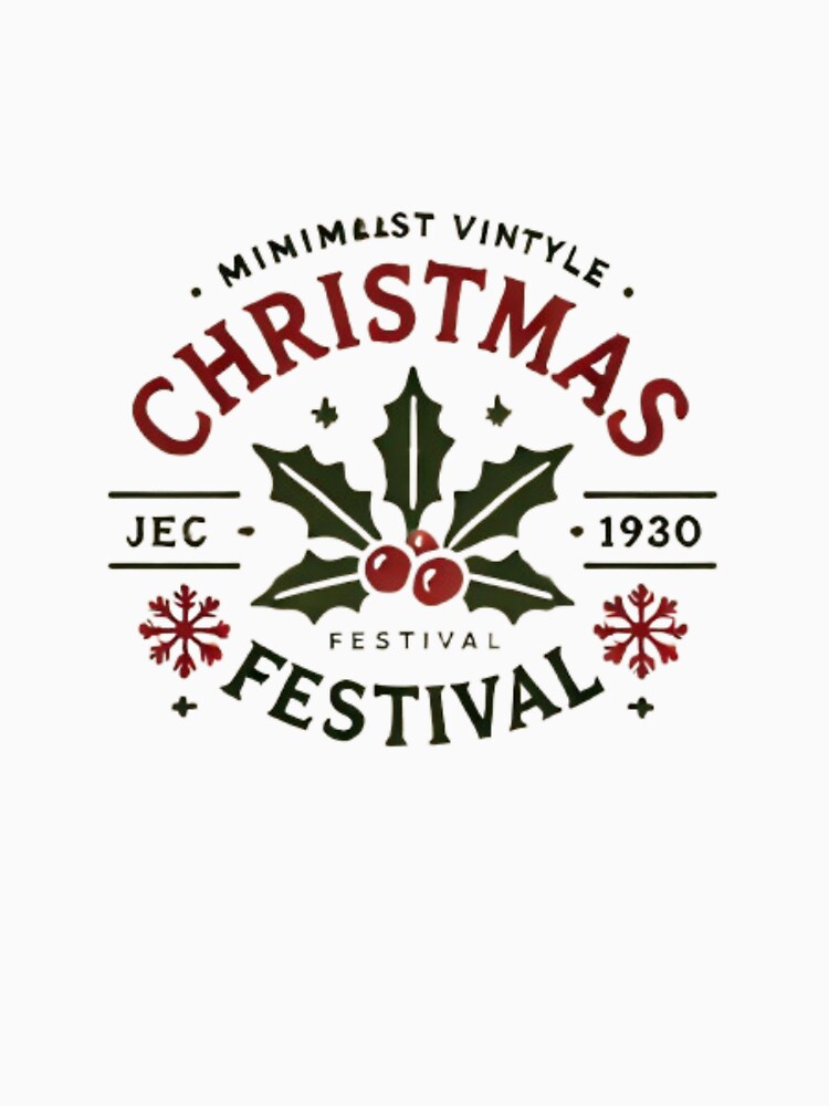 Vintage Christmas Logo with Holly Design by AnuphongCH2020