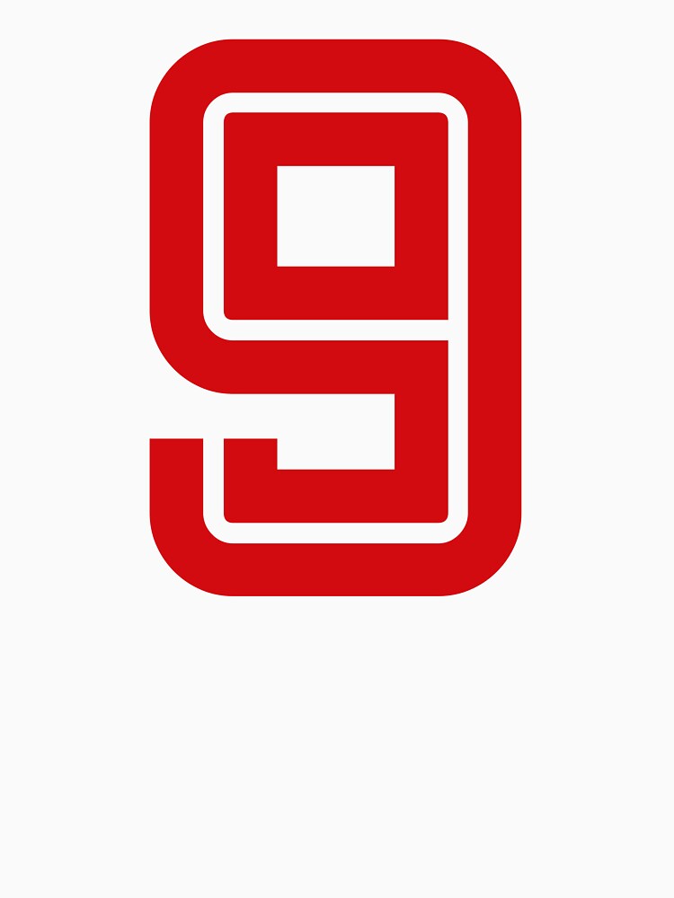 No. 9 / Player Number Nine / Football Player Number 9 (Red on Black) by STUDIO-72