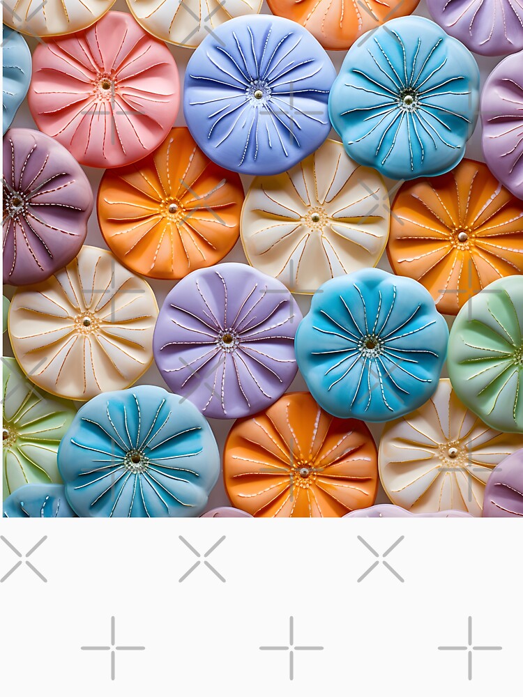 Colorful sand dollar collage print by dcrc