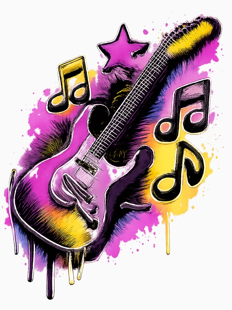 Neon Festival | Music Night Concert Guitar Street Art by SilkBrushDreams